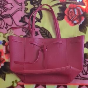 Elizabeth Arden Red Faux Leather Tote Bag